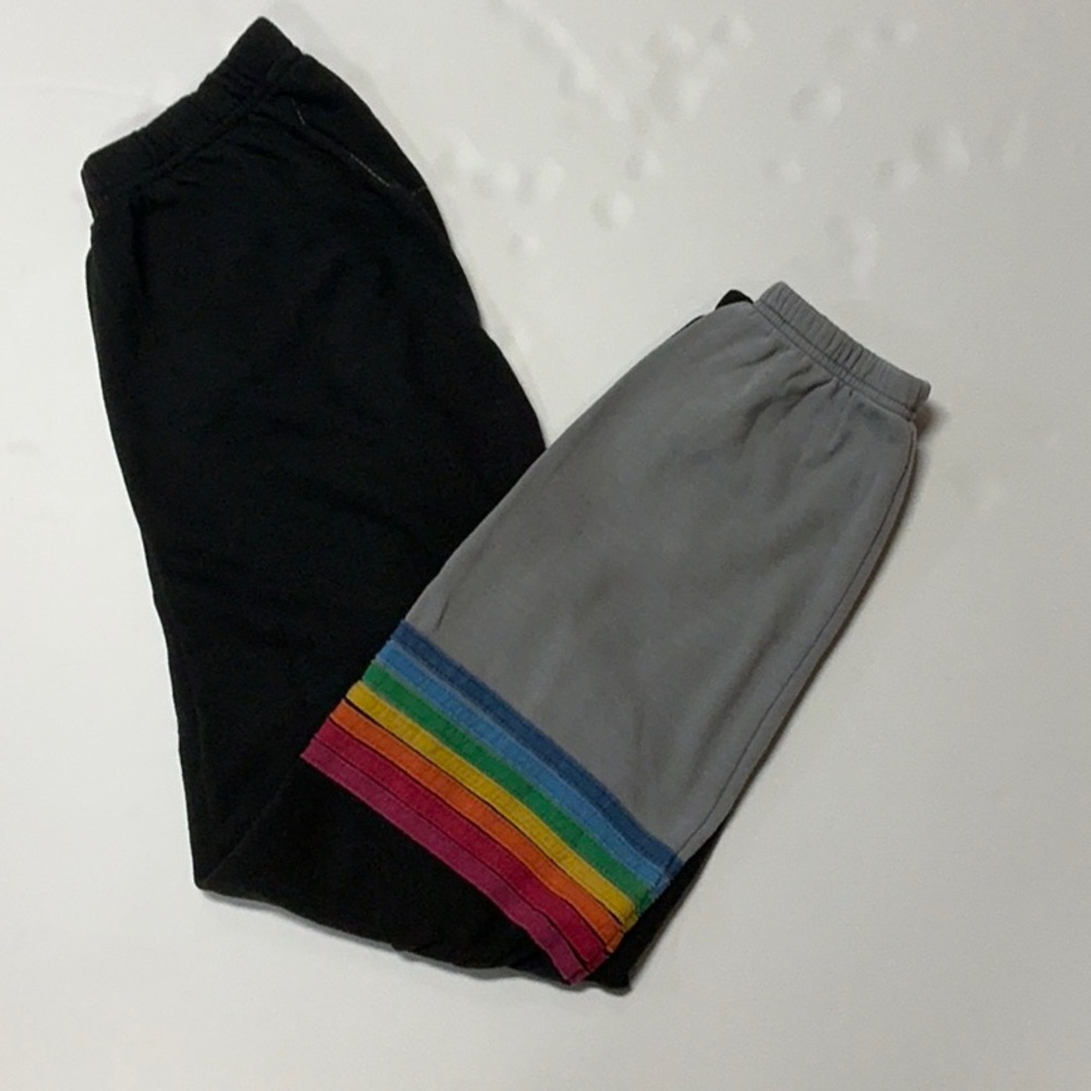 Aviator Nation Black and Gray Sweatpants with Striped Detail